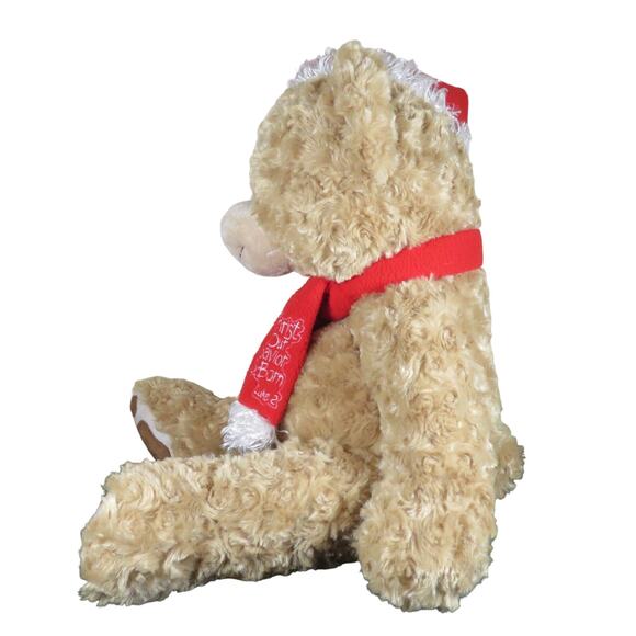 Fiesta Christian Christmas Bear Plush 21" with Santa Hat & Scarf Stuffed Animal - Picture 7 of 16